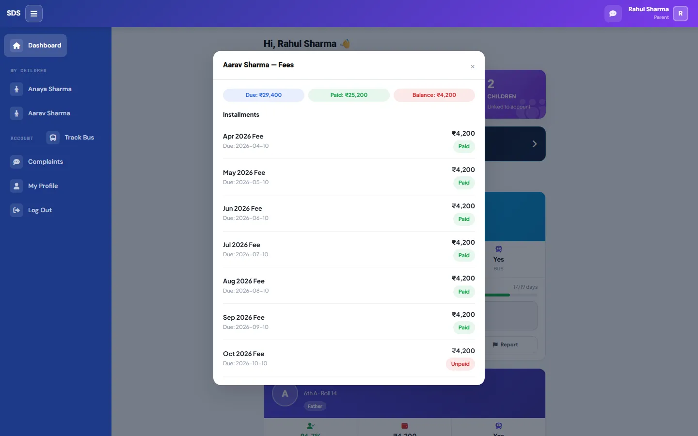 Fees and installments on a computer
